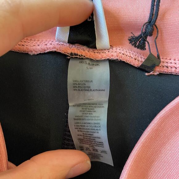 Revolve Iris & Ink Black Coral Pink Pantaloni Cropped High Waist Legging - Picture 9 of 10